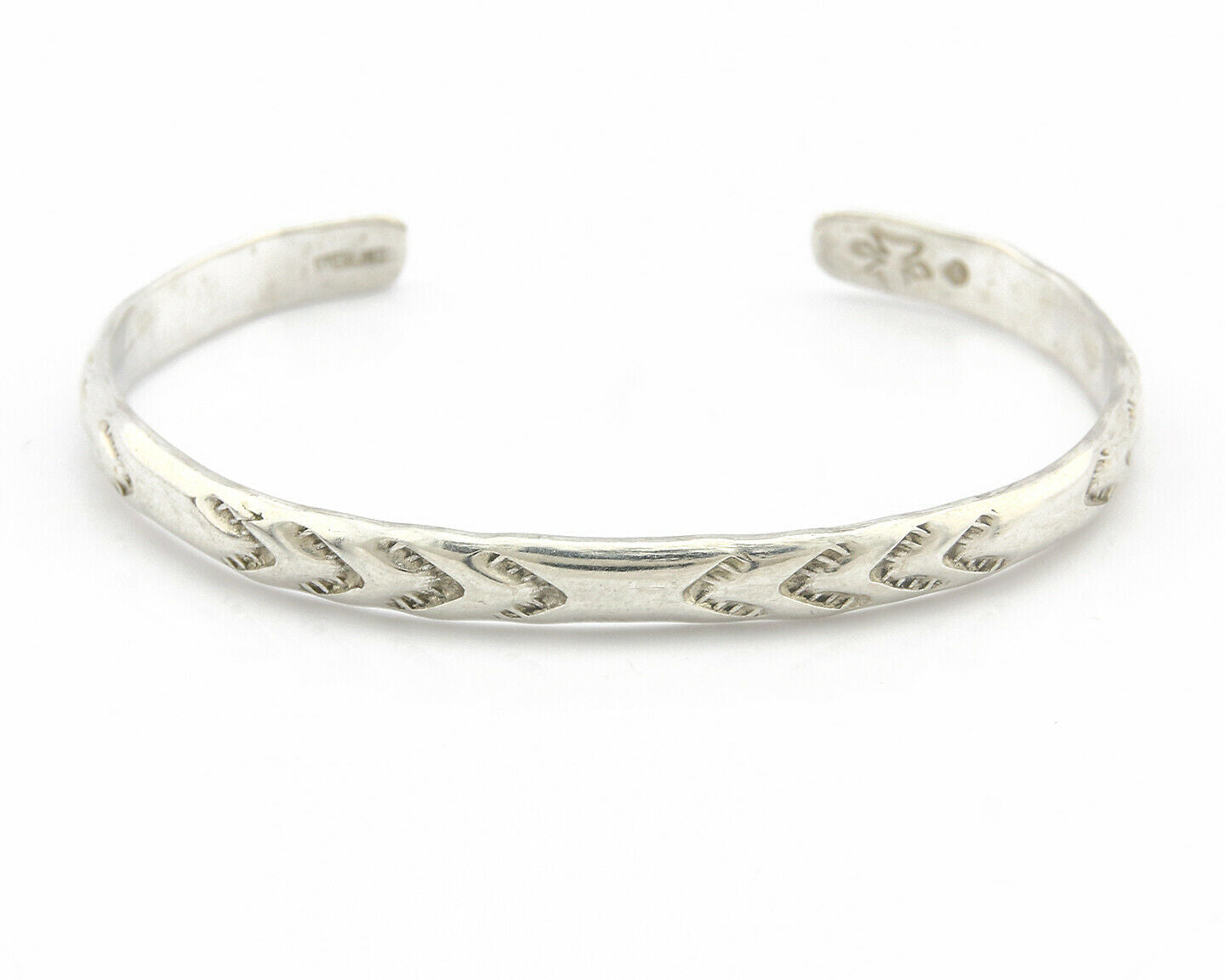 Navajo Bracelet .925 Silver Hand Stamped Arrow Head Artist Montoya C.80's