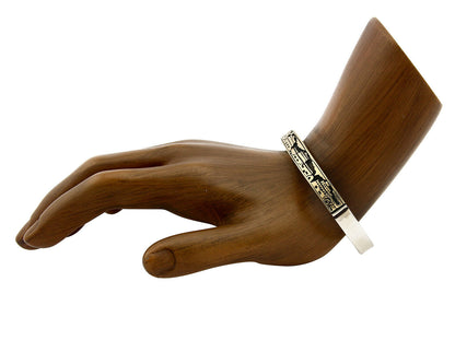 Navajo Bracelet .925 Silver SOLID 14k Yellow Gold Signed MM Rogers & NJ C80-90s