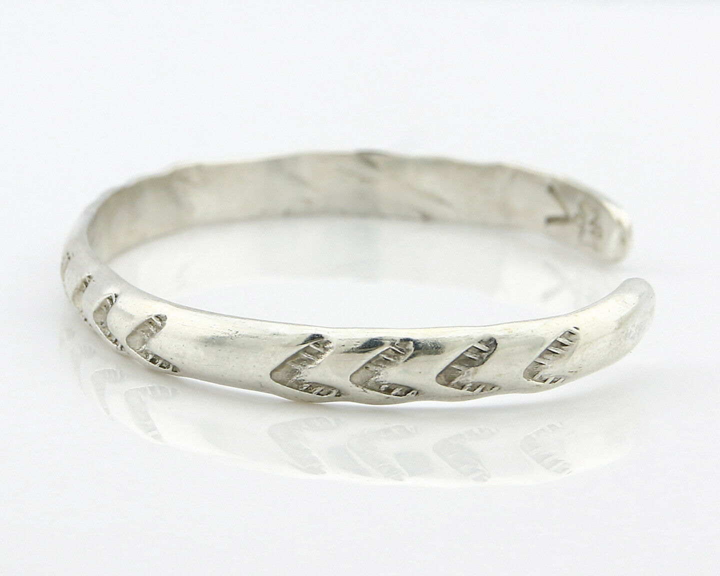 Navajo Bracelet .925 Silver Hand Stamped Arrow Head Artist I Montoya C.80's