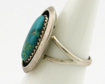 Navajo Ring .925 Silver Nevada Turquoise Native American Artist C.1980's