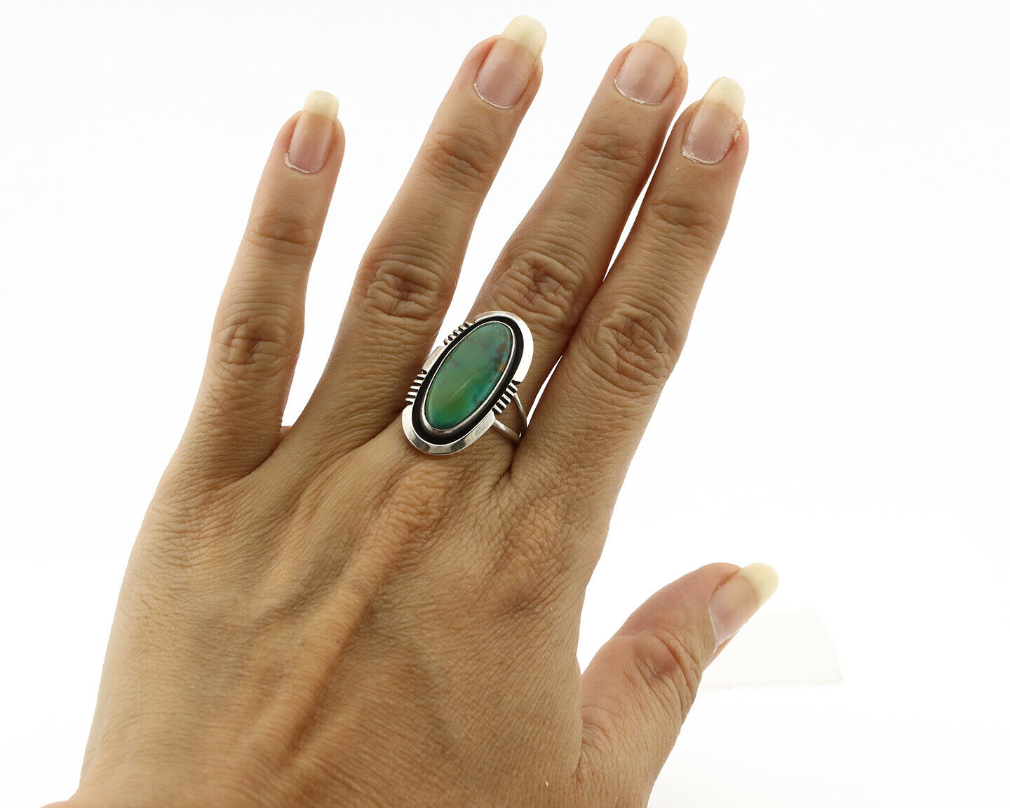 Navajo Ring .925 Silver Royston Turquoise Native American Artist Handmade C.80's