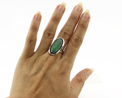 Navajo Ring .925 Silver Royston Turquoise Native American Artist Handmade C.80's