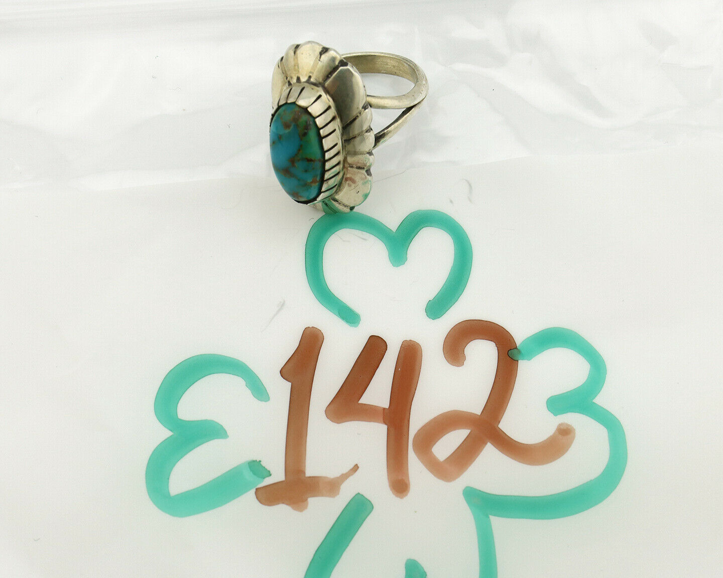 Navajo Ring .925 Silver Arizona Turquoise Signed M Montoya C.80's