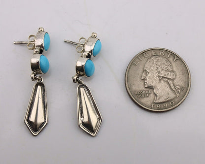Navajo Earrings 925 Silver Natural Blue Turquoise Native American Earrings C80's