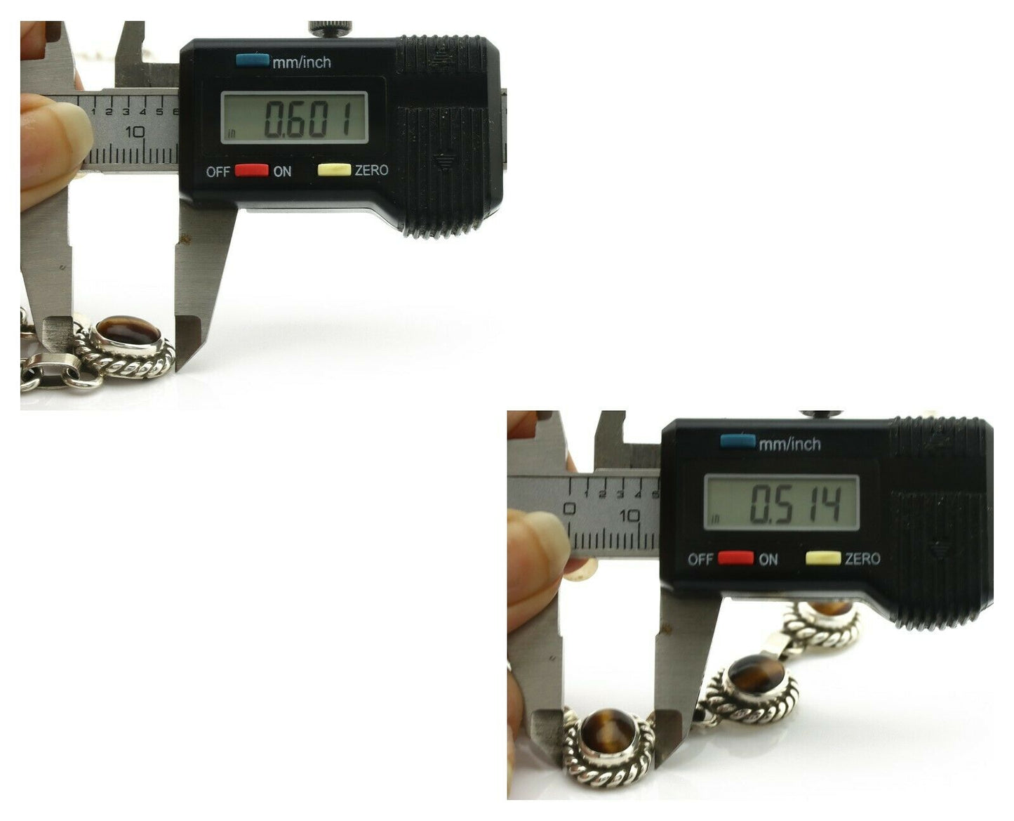 Navajo Necklace .925 Silver Tiger Eye Sapphire Native American Artist C.80's