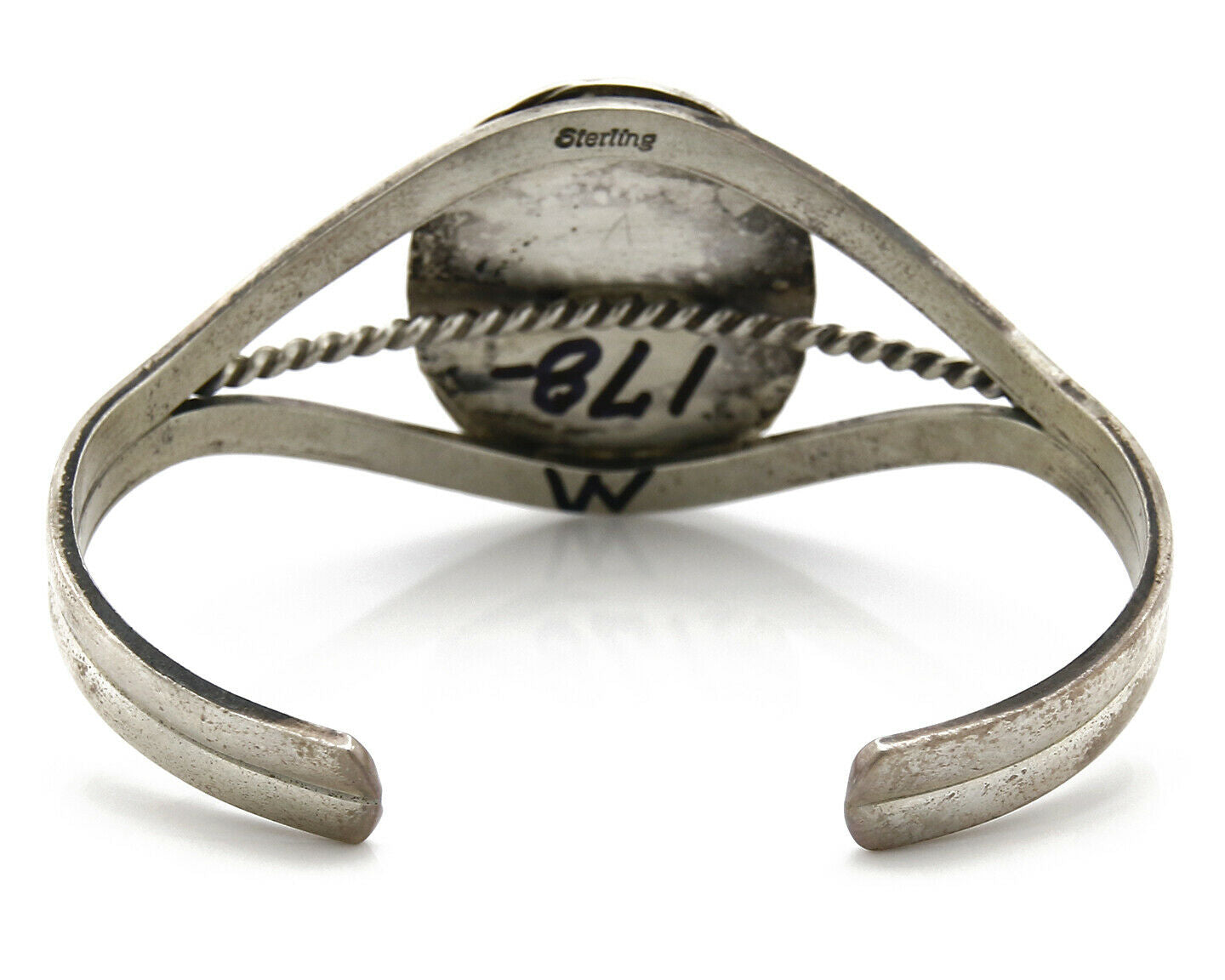 Women's Navajo Malachite Bracelet .925 Silver Native American 80's