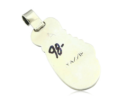 Navajo Pendant .925 Silver Real Natural Pink Mussel Signed Yazzie C.80's