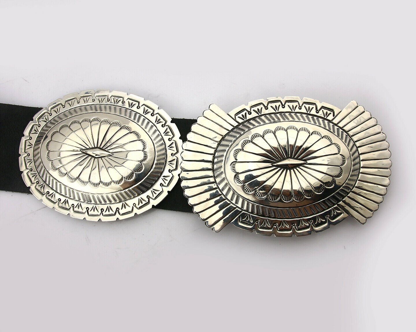 Navajo Concho Belt .925 Silver Hand Stamped Artist Suzie James C.80's