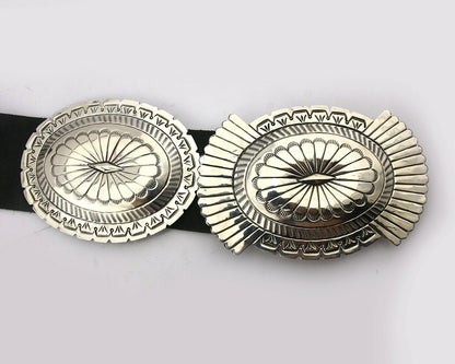 Navajo Concho Belt .925 Silver Hand Stamped Artist Suzie James C.80's