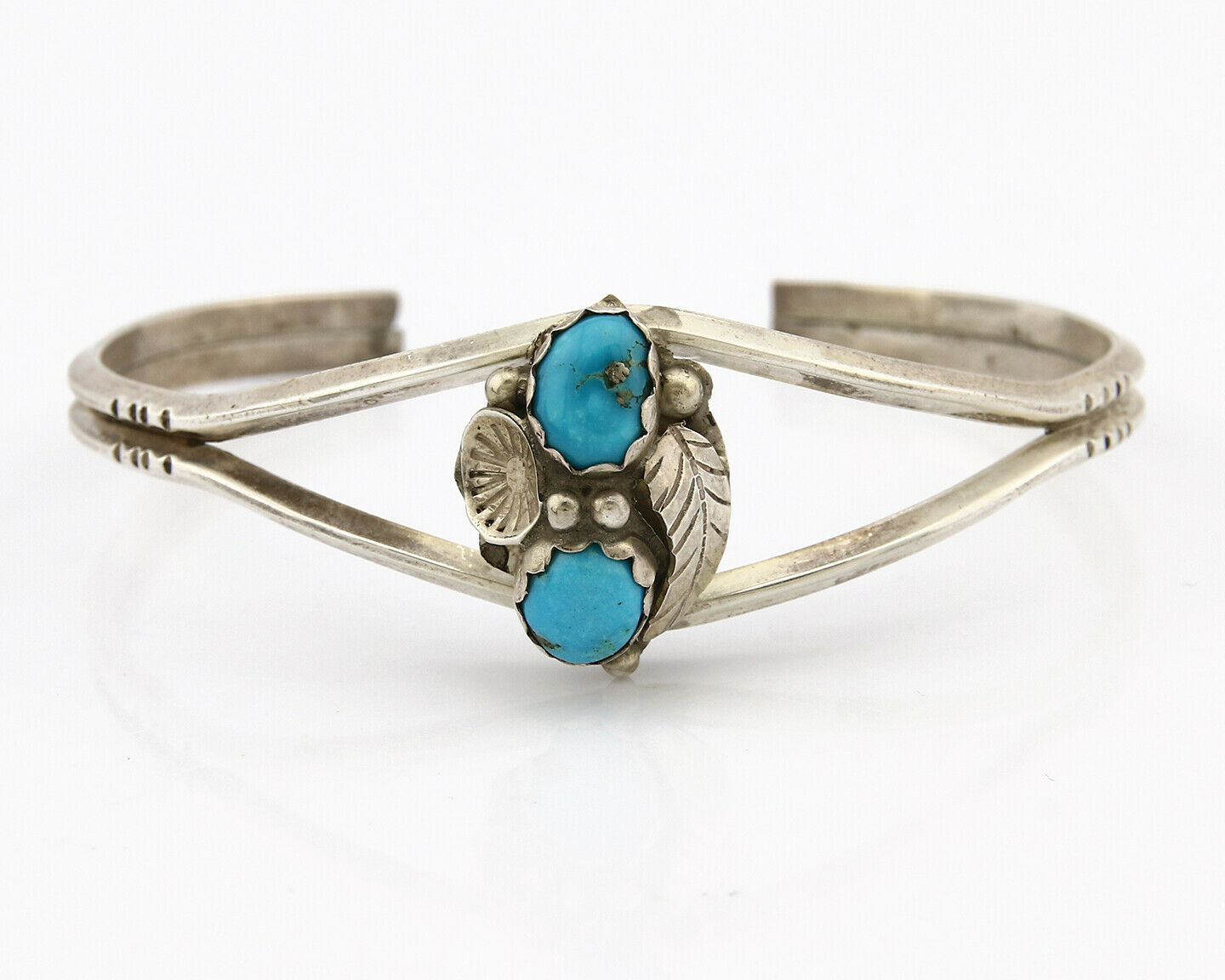 Navajo Bracelet 925 Silver Sleeping Beauty Turquoise Native Cuff C.80's