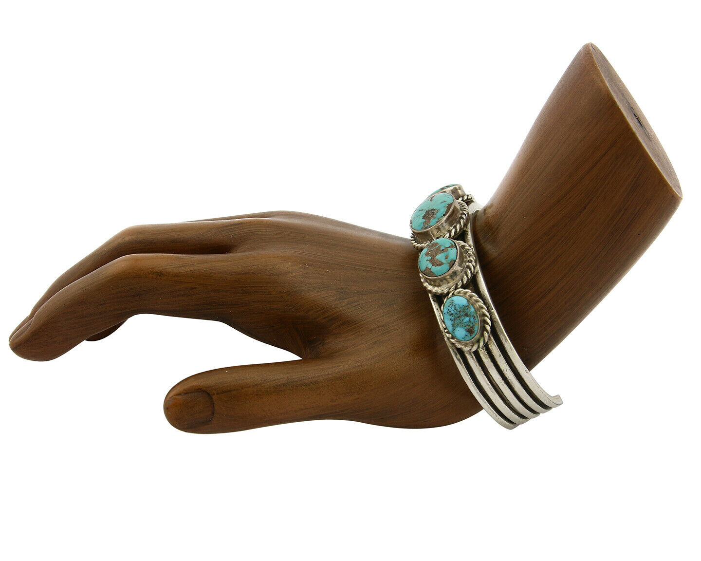Navajo Bracelet .925 Silver Morenci Turquoise Cuff Artist Signed PC C.80's
