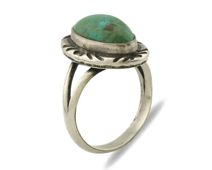 Navajo Ring .925 Silver Natural Mined Turquoise Artist Signed C.80's