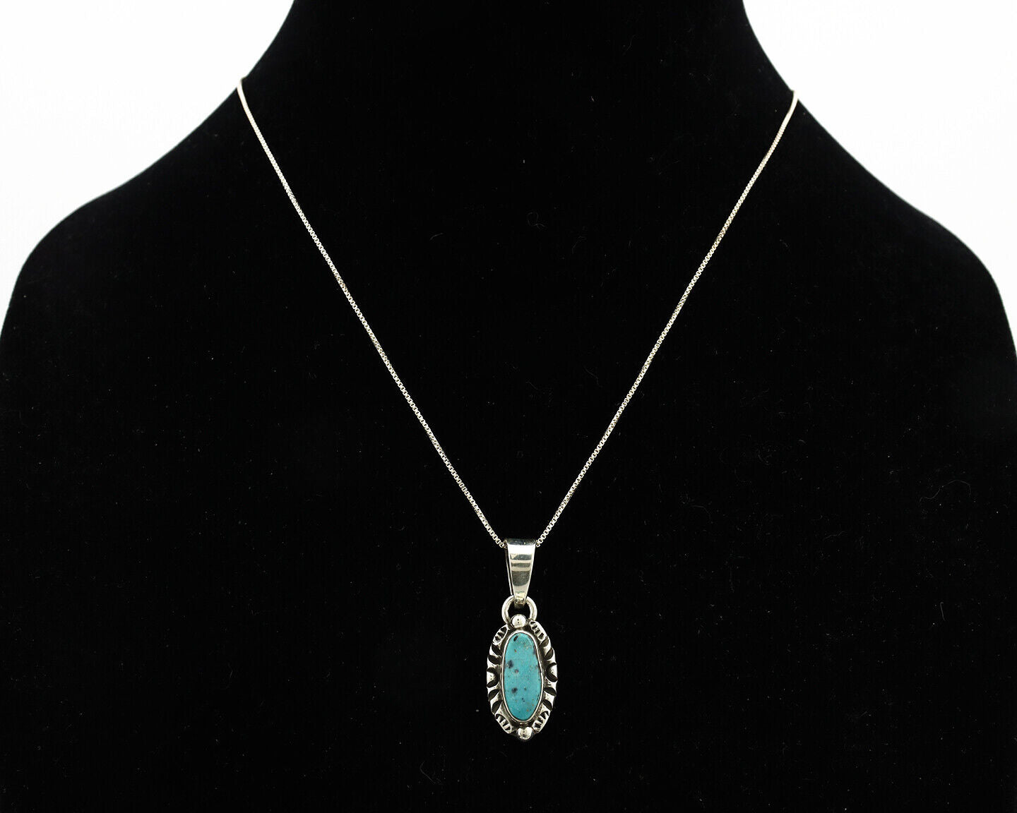 Navajo Necklace 925 Silver Kingman Turquoise Artist Signed Gecko C.80's