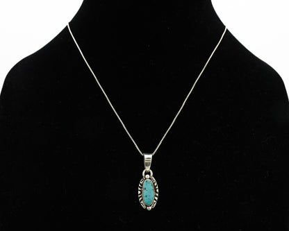 Navajo Necklace 925 Silver Kingman Turquoise Artist Signed Gecko C.80's
