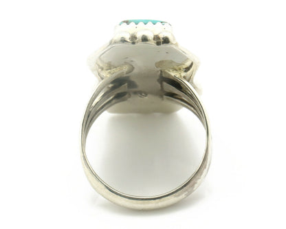 Navajo Ring .925 Silver Natural Aqua Turquoise Signed Apache C.80's