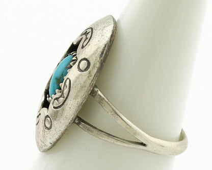 Navajo Ring .925 Silver Sleeping Beauty Turquoise Signed CP C.80's