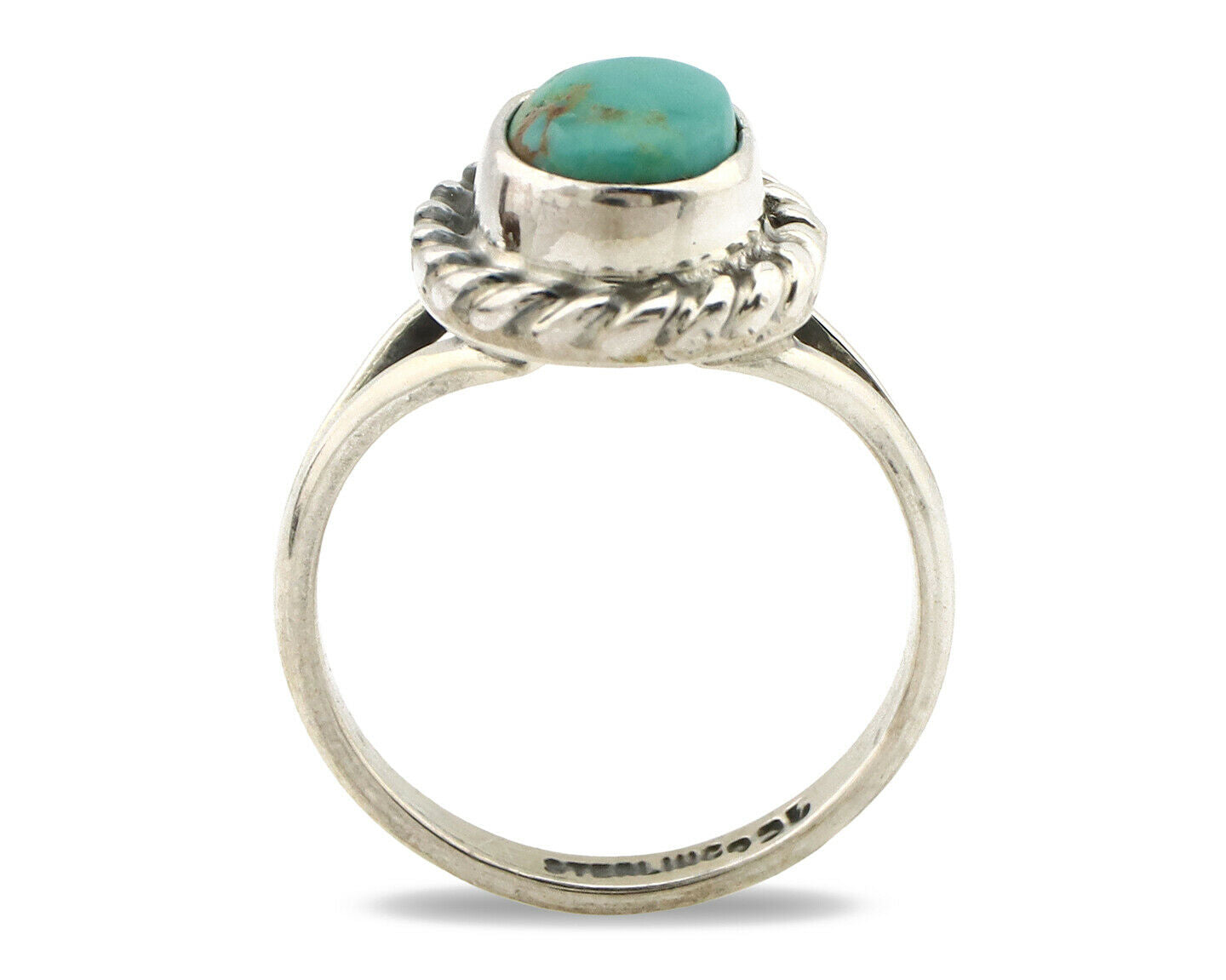 Navajo Ring .925 Silver Kingman Turquoise Artist Signed Gecko C.90's