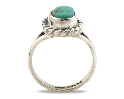 Navajo Ring .925 Silver Kingman Turquoise Artist Signed Gecko C.90's