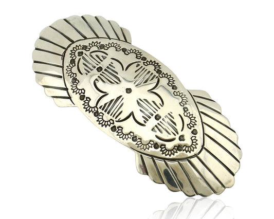 Navajo Hair Clip Barrette .925 Silver Hand Stamped Artist Signed C Montoya C80s