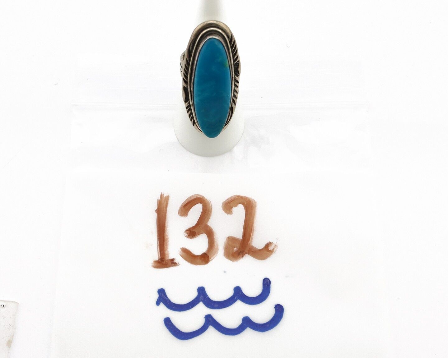 Navajo Ring 925 Silver Nevada Blue Turquoise Artist Signed D Zachary C.80s