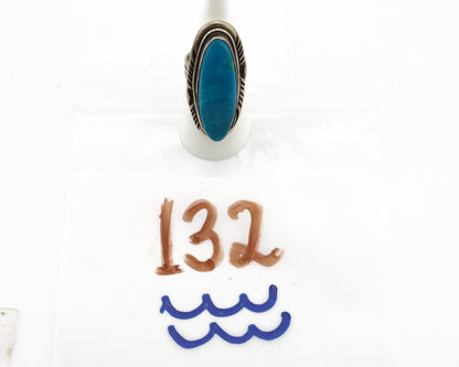 Navajo Ring 925 Silver Nevada Blue Turquoise Artist Signed D Zachary C.80s