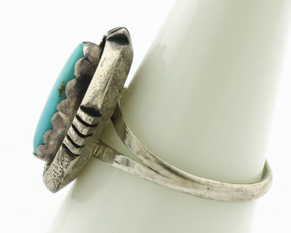 Navajo Ring .925 Silver Sleeping Beauty Turquoise Native Artist C.1980's
