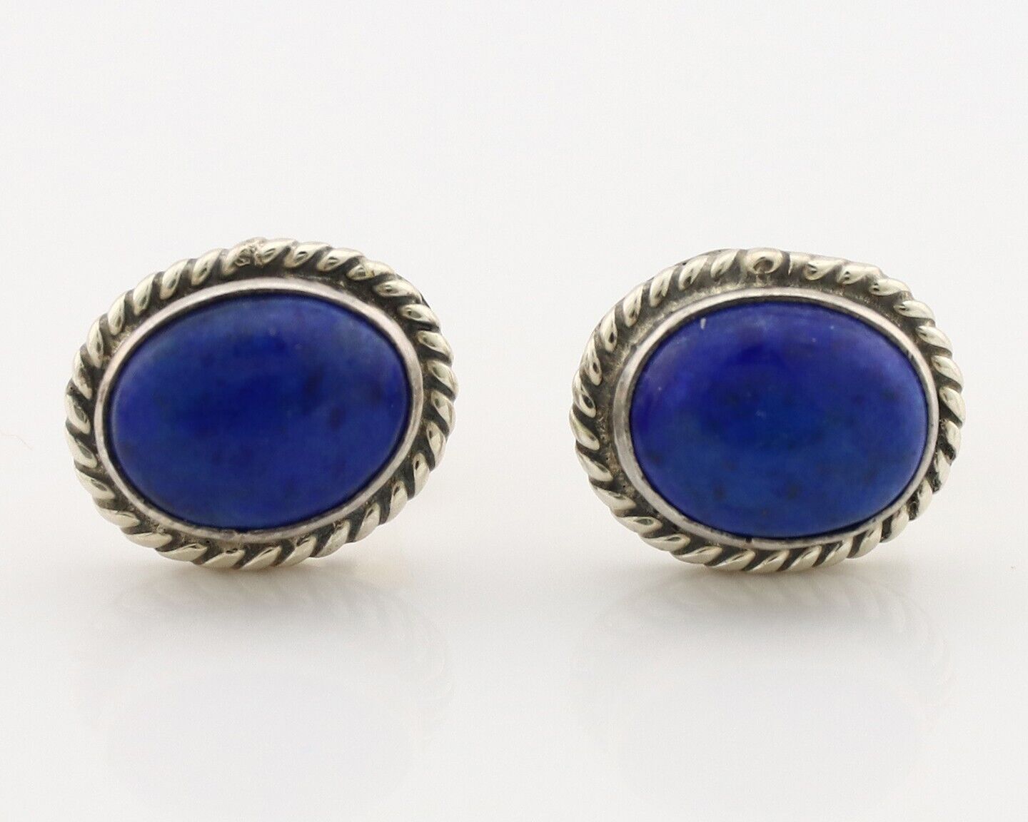 Navajo Earrings 925 Silver Natural Mined Lapis Native American Artist C80s