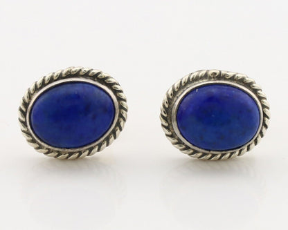 Navajo Earrings 925 Silver Natural Mined Lapis Native American Artist C80s