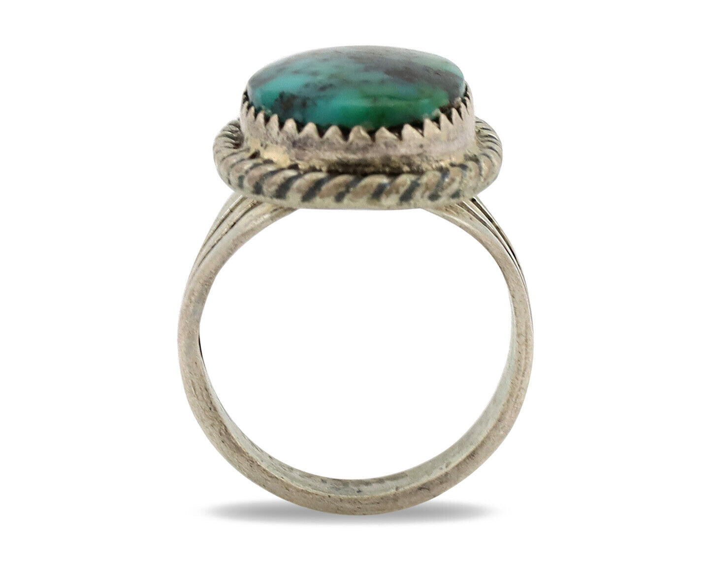 Navajo Ring .925 Silver Natural Turquoise Native American Artist C.1980's