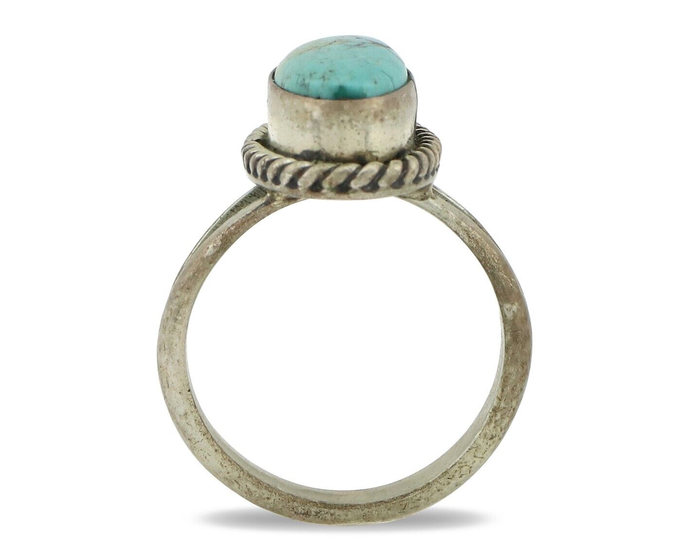 Navajo Ring 925 Silver Spiderweb Turquoise Native American Artist C.80's