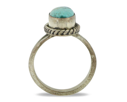 Navajo Ring 925 Silver Spiderweb Turquoise Native American Artist C.80's