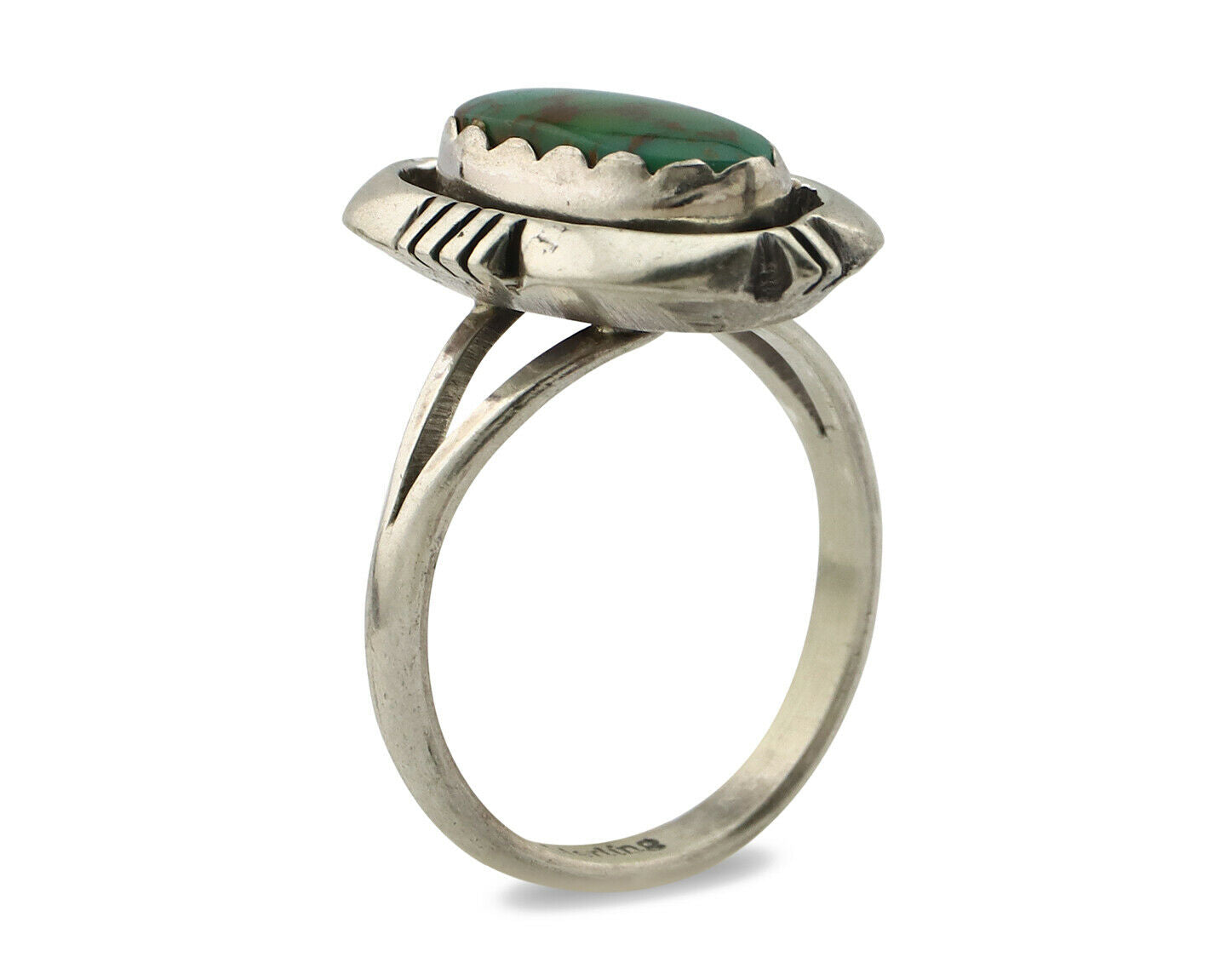 Navajo Ring .925 Silver Kingman Turquoise Handmade Native American Artist C.80's