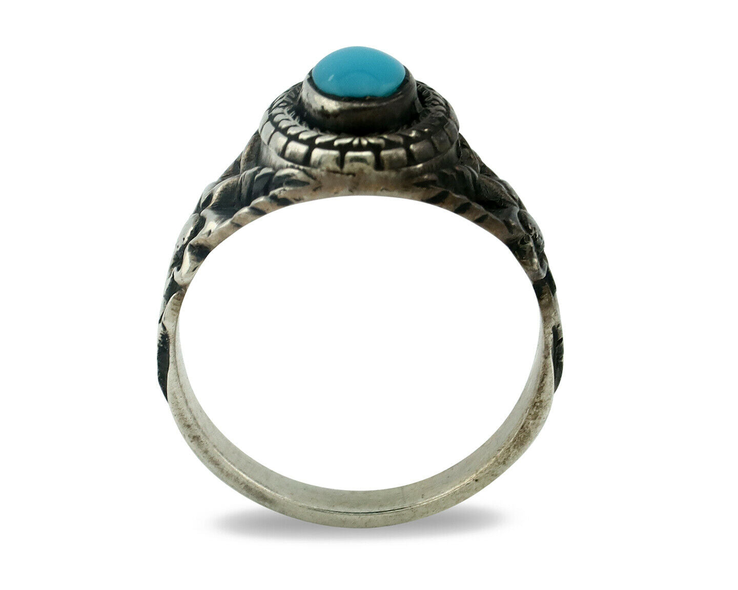 Navajo Ring .925 Silver Natural Blue Turquoise Native American Artist C.80's