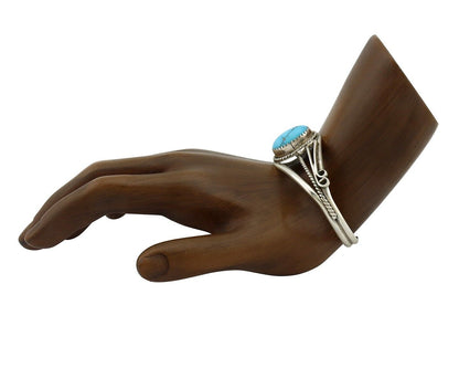 Navajo Bracelet 925 Silver Natural Blue Turquoise Native American Artist C.80's