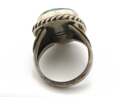 Navajo Ring .925 Silver Kingman Turquoise Native American Signed C.80's