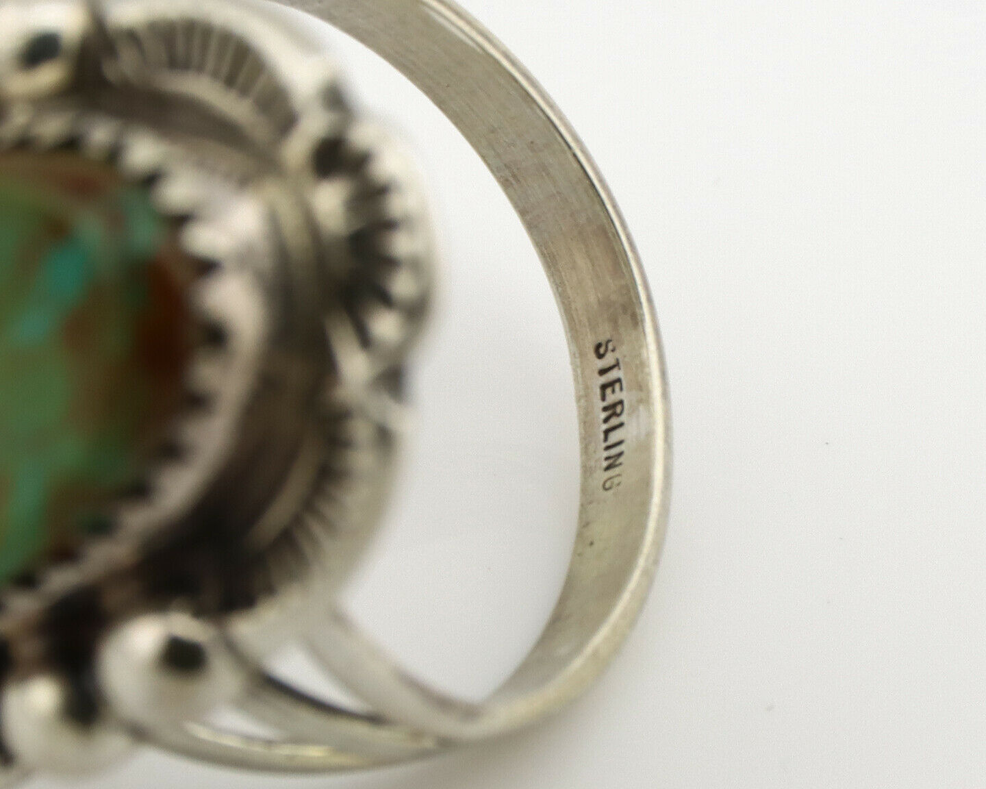 Navajo Ring .925 Silver Kingman Turquoise Artist Signed A C.1980's