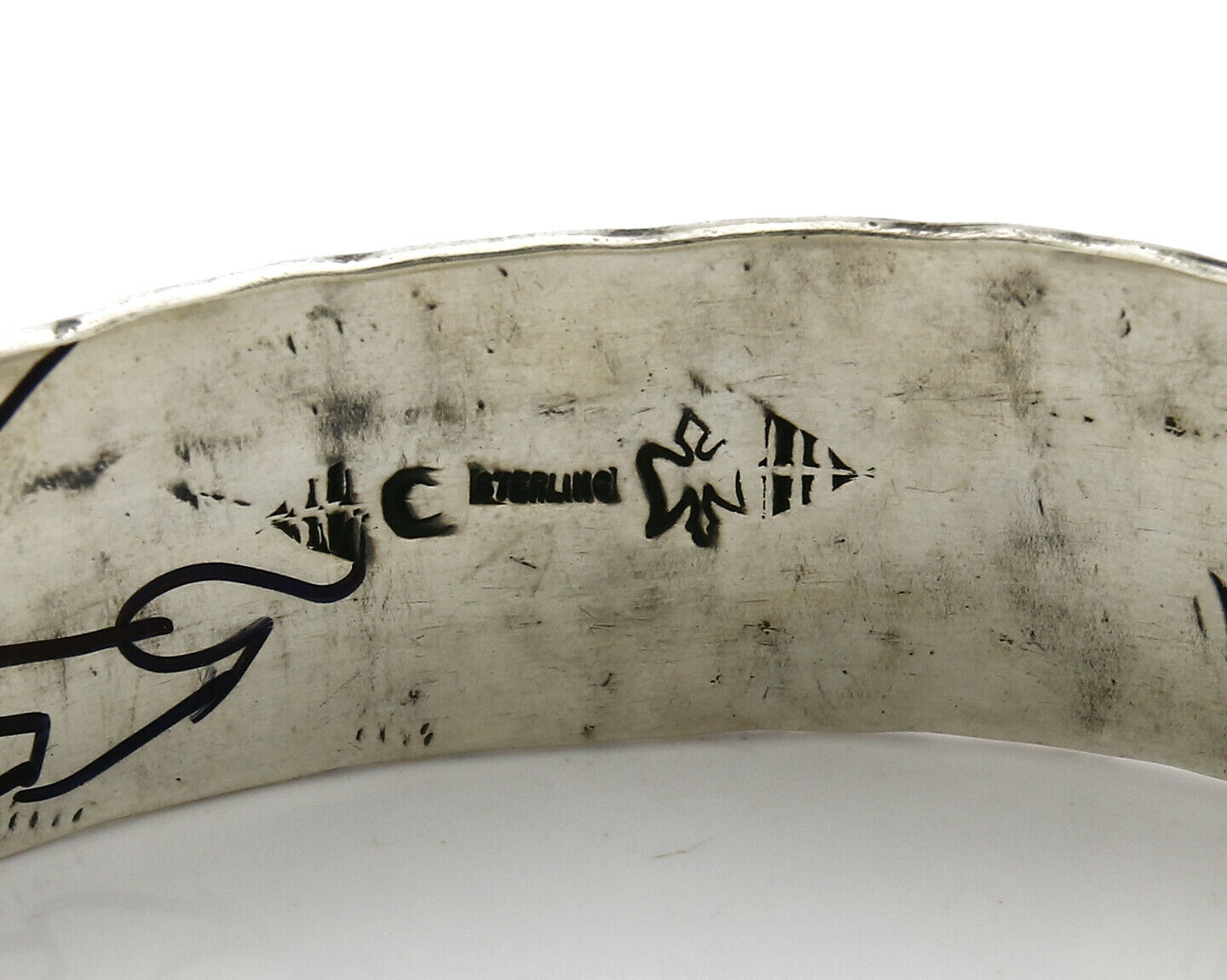 Women's Navajo Bracelet .925 Silver Handmade Cuff Signed Montoya C.1980's