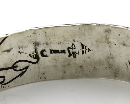 Women's Navajo Bracelet .925 Silver Handmade Cuff Signed Montoya C.1980's