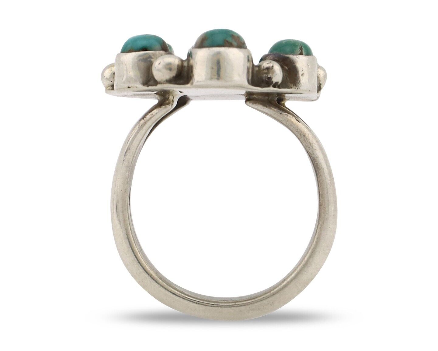 Navajo Ring .925 Silver Natural Blue Turquoise Native American Artist C.80's