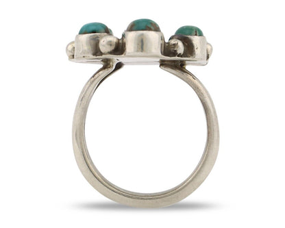 Navajo Ring .925 Silver Natural Blue Turquoise Native American Artist C.80's