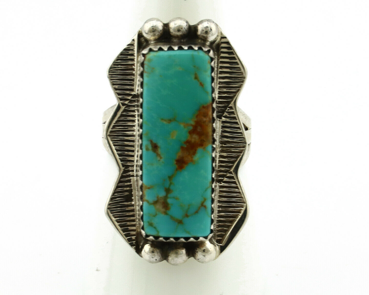 Navajo Ring .925 Silver Natural Aqua Turquoise Artist Signed S C.80's