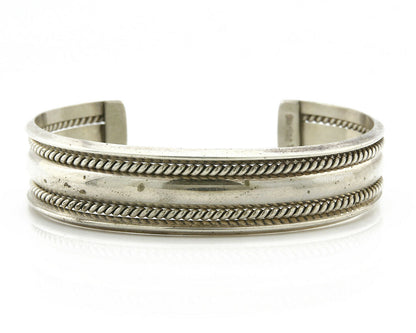 Navajo Bracelet .925 Silver Handmade Hand Stamped Signed Artist TAHE Circa 1980s