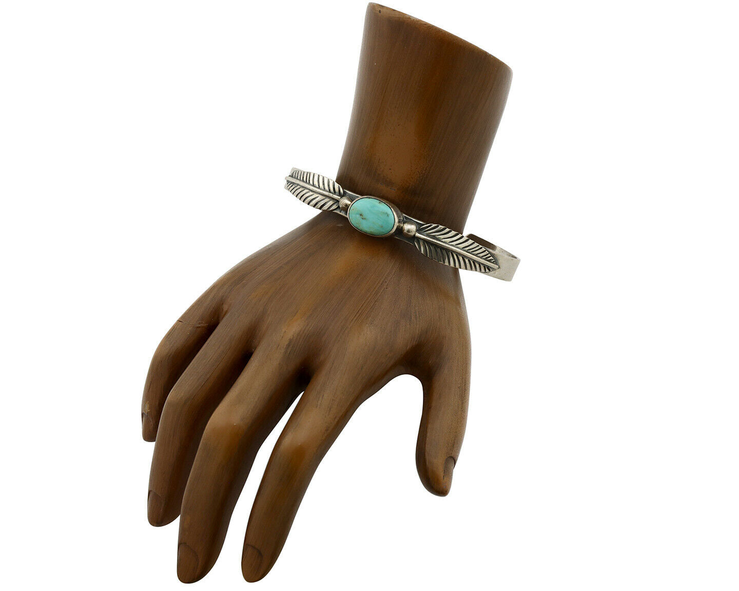 Navajo Bracelet .925 Silver Arizona Turquoise Artist Signed Tipi on Hill 80's