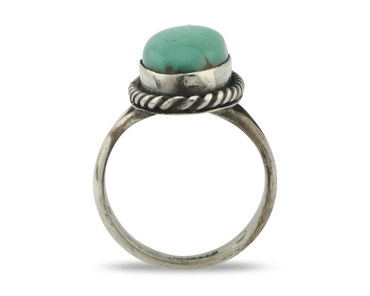 Navajo Ring .925 Silver Natural Blue Turquoise Native American Artist C.80's