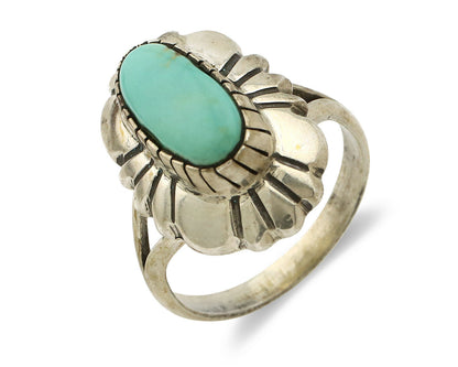 Navajo Ring .925 Silver Green Turquoise Artist Signed M Montoya C.80's