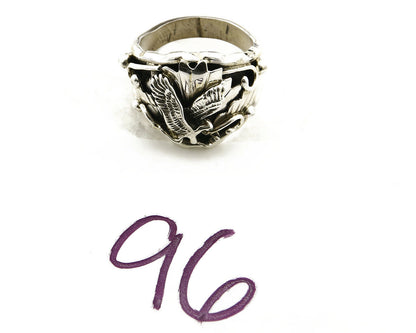 Navajo Eagle Ring .925 SOLID Silver Handmade Signed Artist S Circa 1980's