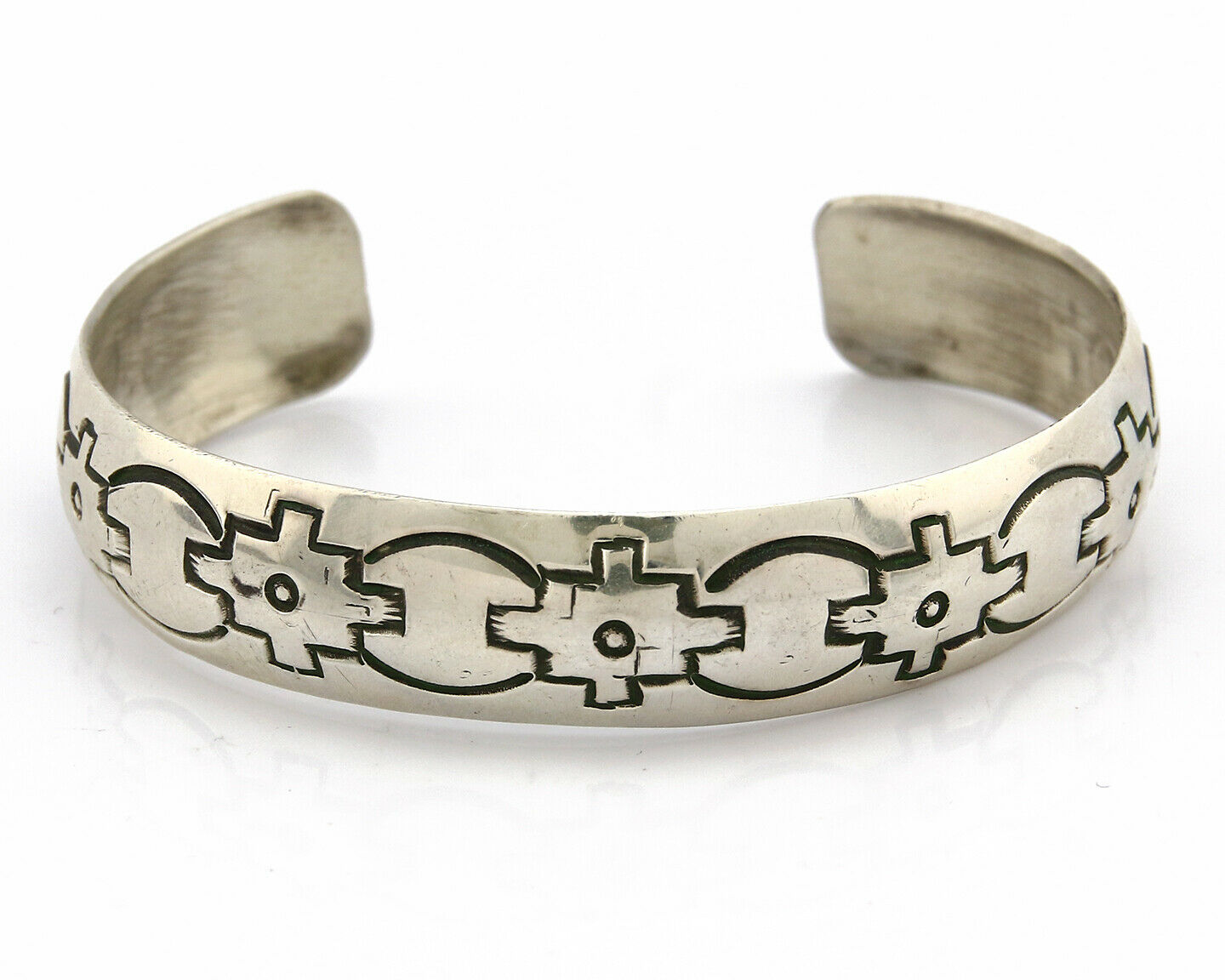 Navajo Bracelet .925 Silver Hand Stamped Artist Signed Tracy C.80's
