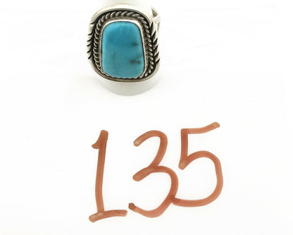 Navajo Ring .925 Silver Blue Sleeping Beauty Turquoise Signed D C.80's