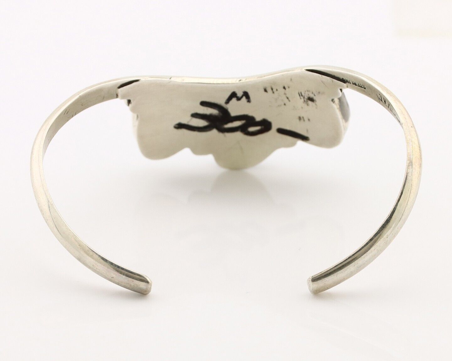 Navajo Bracelet 925 Silver Blue Kingman Turquoise Artist Signed E SANDAVOL C80s