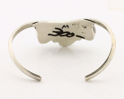 Navajo Bracelet 925 Silver Blue Kingman Turquoise Artist Signed E SANDAVOL C80s